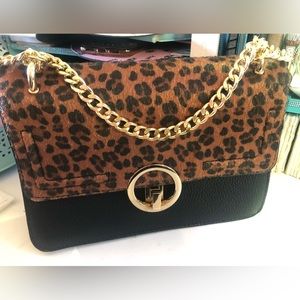 Aldo Leopard - Cheetah Print Mixed Material Crossbody Shoulder Bag